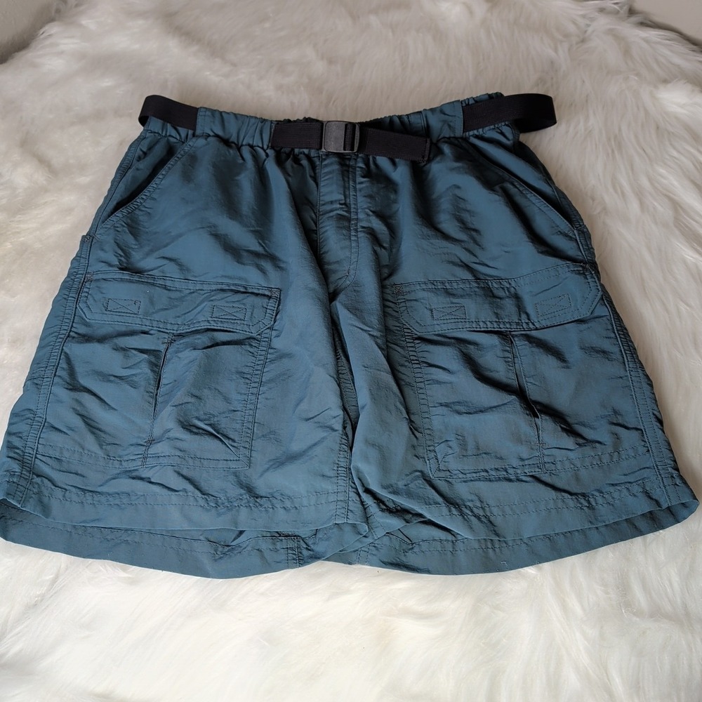 Royal Robbins Cargo Shorts Mens Medium Teal Blue Hiking Outdoor Webbing Belt